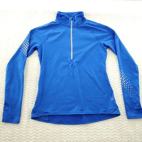 Gapfit Reflective Pullover Half Zip Activewear Bristol Blue Thumbhole Size Small - Picture 1 of 12